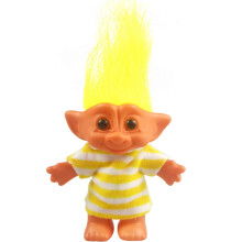 Lucky Troll Dolls Vintage Troll Dolls Chromatisch Schattig voor collecties Schoolproject Kunst en handwerk Feestartikelen - 19,5 cm hoog Geel (inclus