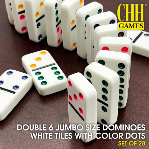 CHH 2322 Domin Jumbo Duplo 6 com Ponto Colorido de 8,25 polegadas de Comprimento 1