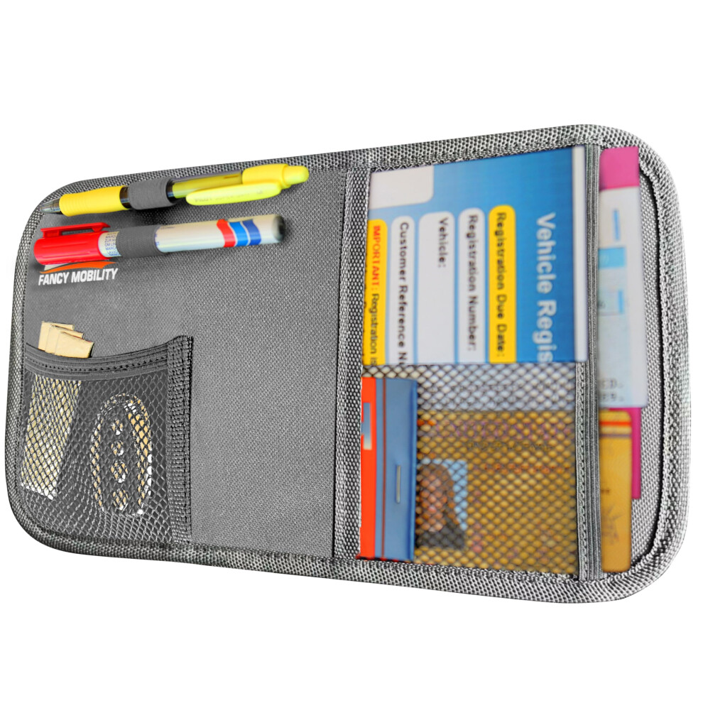 Fancy Mobility Car Sun Visor Organizer - Auto Document And Small Storage Holder - Pouch For Registration And Insurance - Perfect Minimalist Desig