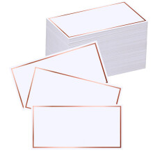 EXQUISS 100 Pcs Place Cards 4 x2  with Rose Gold Foil Border for Food Buffet Party  Name Place Cards for Table Setting  Wedding Reception  Escort