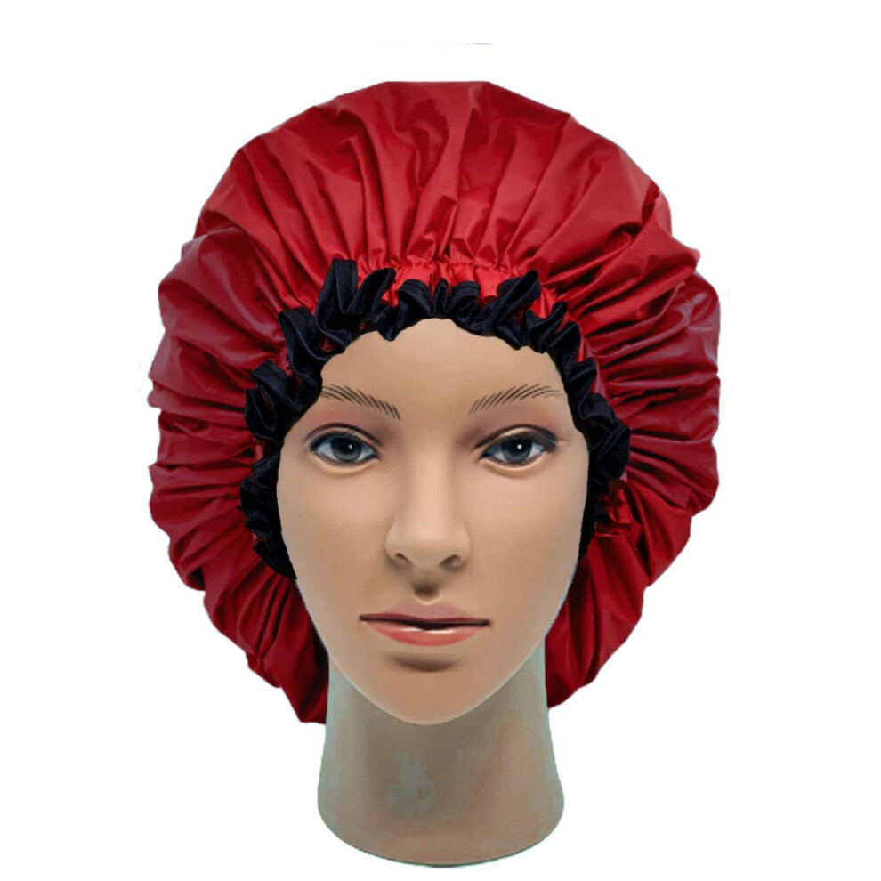 Elebox Premium Collection Super Jumbo Shower Cap For Braids Double-Layer Satin Waterproof Reusable Bonnet Sleep Cap