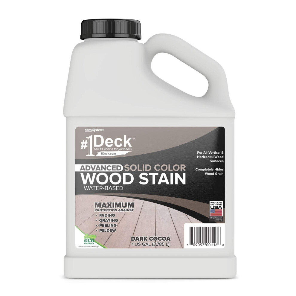 #1 Deck Wood Deck Paint And Sealer - Advanced Solid Color Deck Stain For Decks Fences Siding - 1 Gallon (Dark Walnut) 709057000765