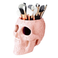 De Wine Savant Skull Makeup Brush en Penhouder Extra Groot, Sterk Hars Halloween (Roze)