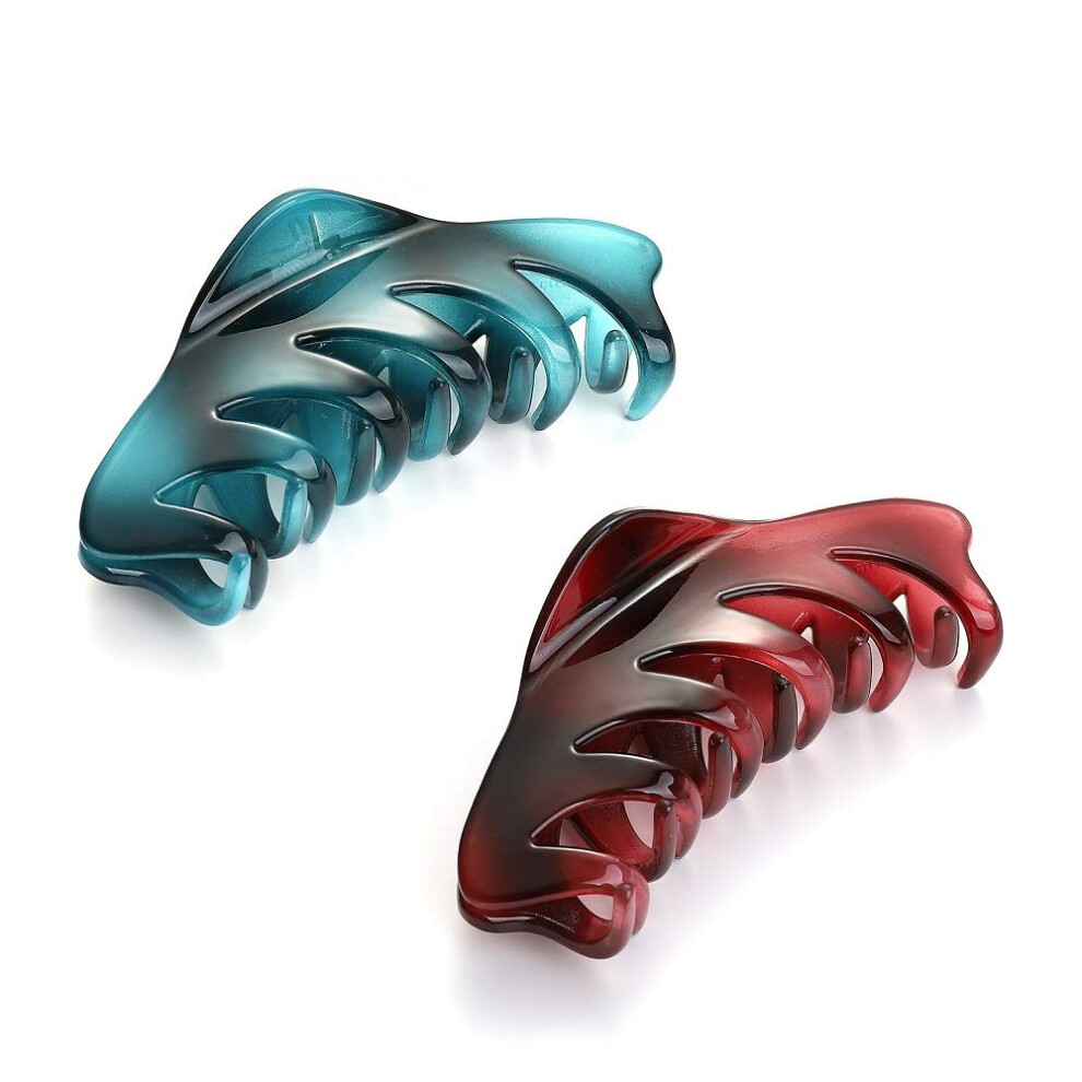 T Strongement Cullage Power Power Crinces Clamps Divelate Heirs Grip Pour Les Femmes Et Girles Barrettes Heirs Pour MAIS-HEURS (Bleu + Vin Rouge)-image