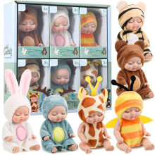 Hanaive 6 Pcs Mini Poupées de Noël 4 Pouces Reborn Cadeaux Fête Anniversaire Filles Enfants