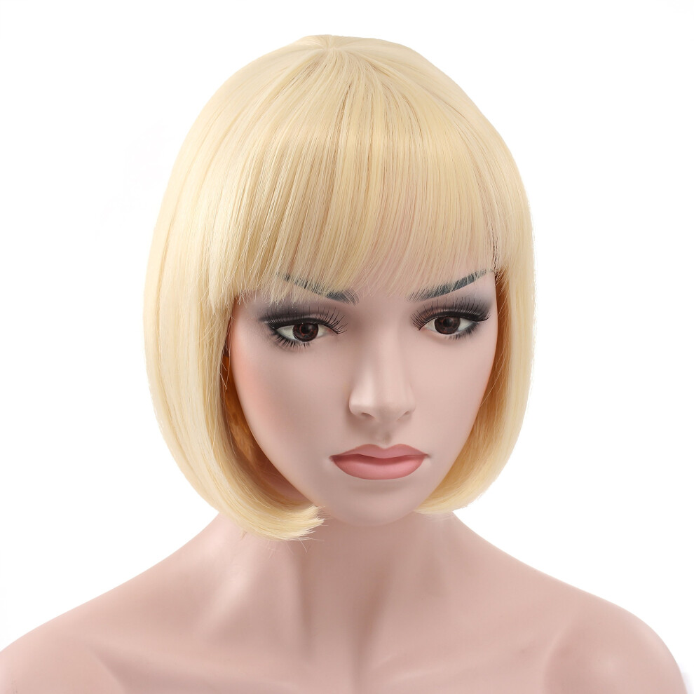 Onedor Unisex 10"""" Short Straight Hair Flapper Cosplay Costume Bob Wig (613# - Pre Bleach Blonde)