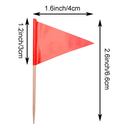 stidsds Solid Red Cupcake Toppers Flags Mini Small Plain Red Triangle Toothpick Stick Flag Blank DIY Color Decoration(100 pcs) 2