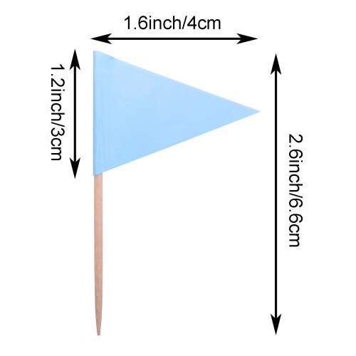 stidsds Solid Sky Blue Cupcake Toppers Flags Mini Small Plain Sky Blue Triangle Toothpick Stick Flag Blank DIY Color Decoration(100 pcs) 2