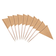 stidsds Solid Kraft Paper Cupcake Toppers Flags Mini Small Plain Kraft Paper Triangle Toothpick Stick Flag Blank DIY Color Decoration(100 pcs)
