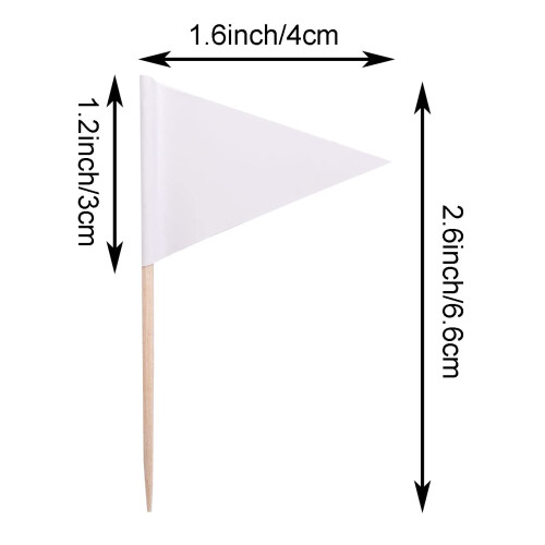 stidsds Solid White Cupcake Toppers Flags Mini Small Plain White Triangle Toothpick Stick Flag Blank DIY Color Decoration(100 pcs) 2