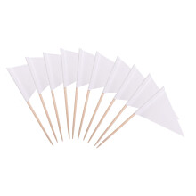 stidsds Solid White Cupcake Toppers Flags Mini Small Plain White Triangle Toothpick Stick Flag Blank DIY Color Decoration(100 pcs)
