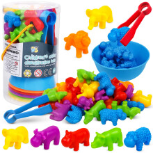 NAODONGLI Telspel Dieren Kleur Sorteren Stapelen Spellen met Regenboogkommen Montessori