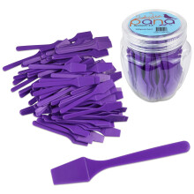 PANA 100pcs Brand Cosmetic Make Up Disposable Plastic 2.5"""" Spatulas Skin Care Facial Cream Mask Spatula (100 Pieces in a Container) (PURPLE)