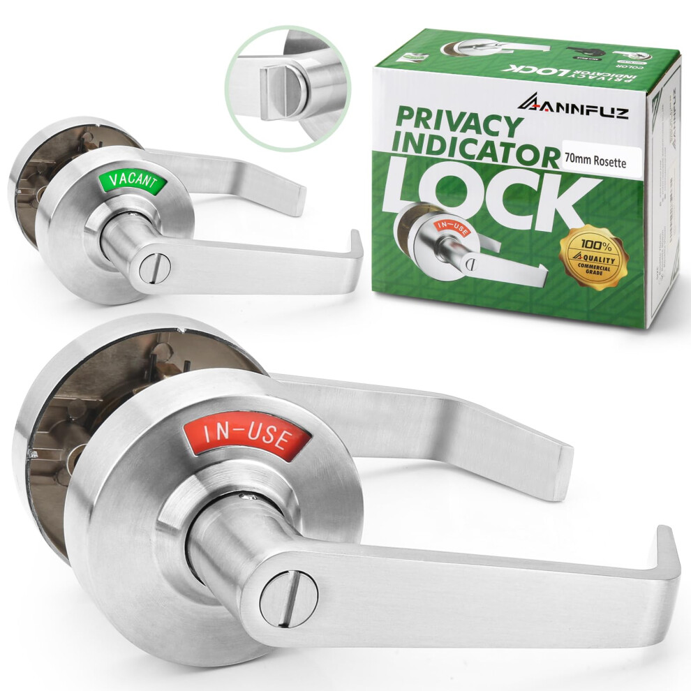 Annfuz Privacy Door Handle Lock With In-Use Or Vacant Indicator For Men/Women Restrooms Commercial Grade Ansi Grade 2 Bathroom Lever Door Lock Pe 717023009780