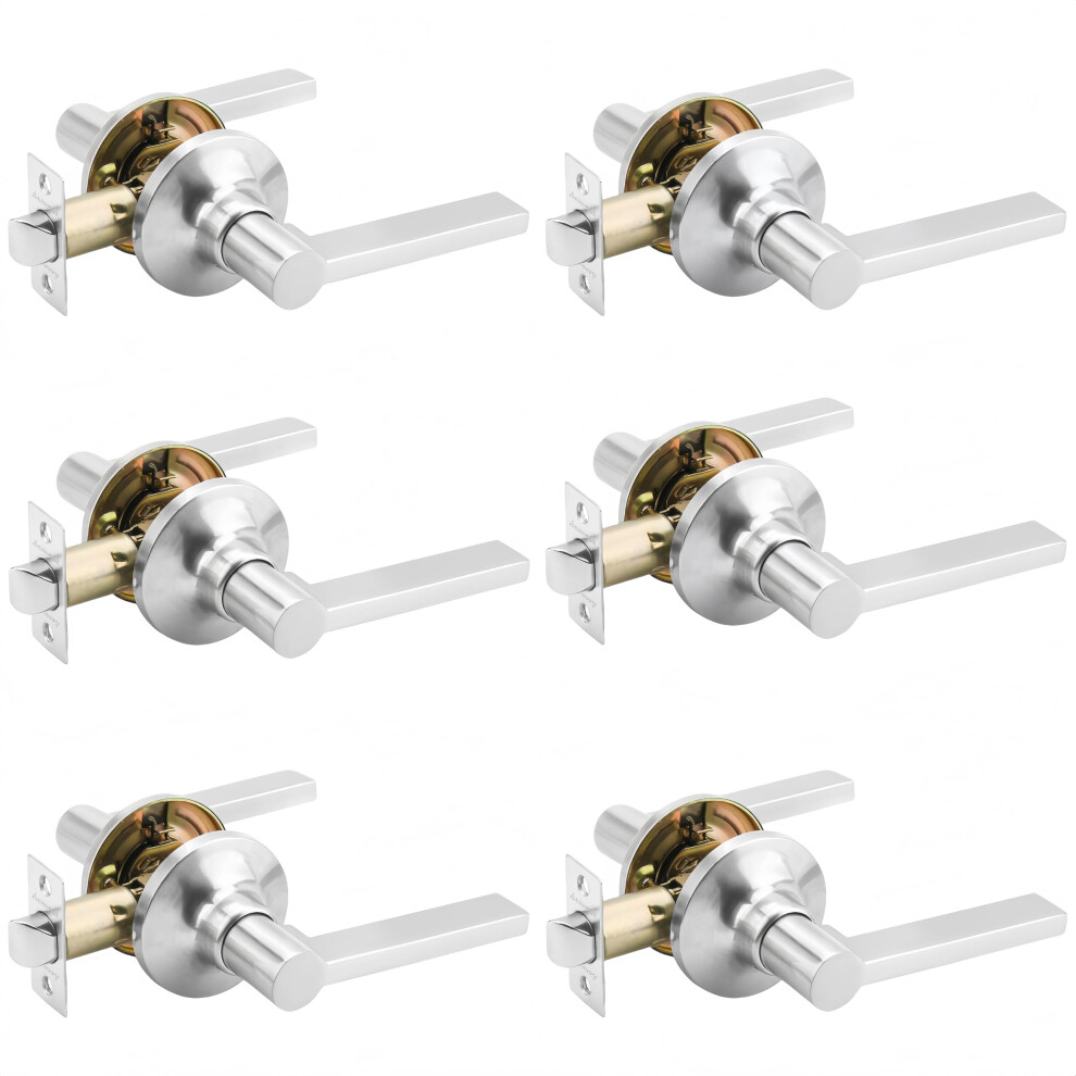Annfuz 6Packs Passage Door Lever For Hallway Closet Interior Non-Locking Door Handle Reversible For Right & Left Side Indoor Lever Sets Keyless 717701875355