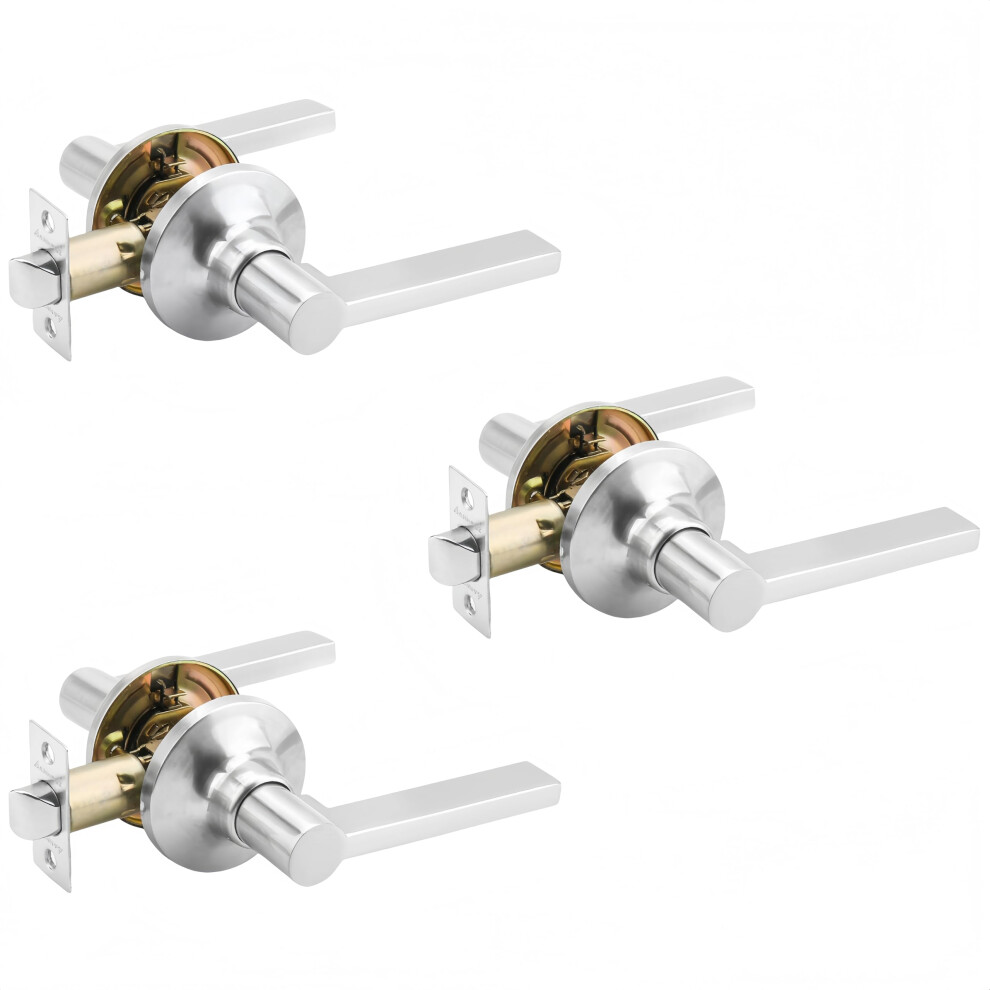 Annfuz 3Packs Passage Door Lever For Hallway Closet Interior Non-Locking Door Handle Reversible For Right & Left Side Indoor Lever Sets Keyless 717701875348