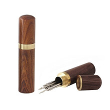 Okared 2er-Pack Zahnstocherhalter aus Holz, tragbarer Zahnstocherspender, Eimer, Zahnstocherhalter, Mini-Zahnstocherbox, Tasche