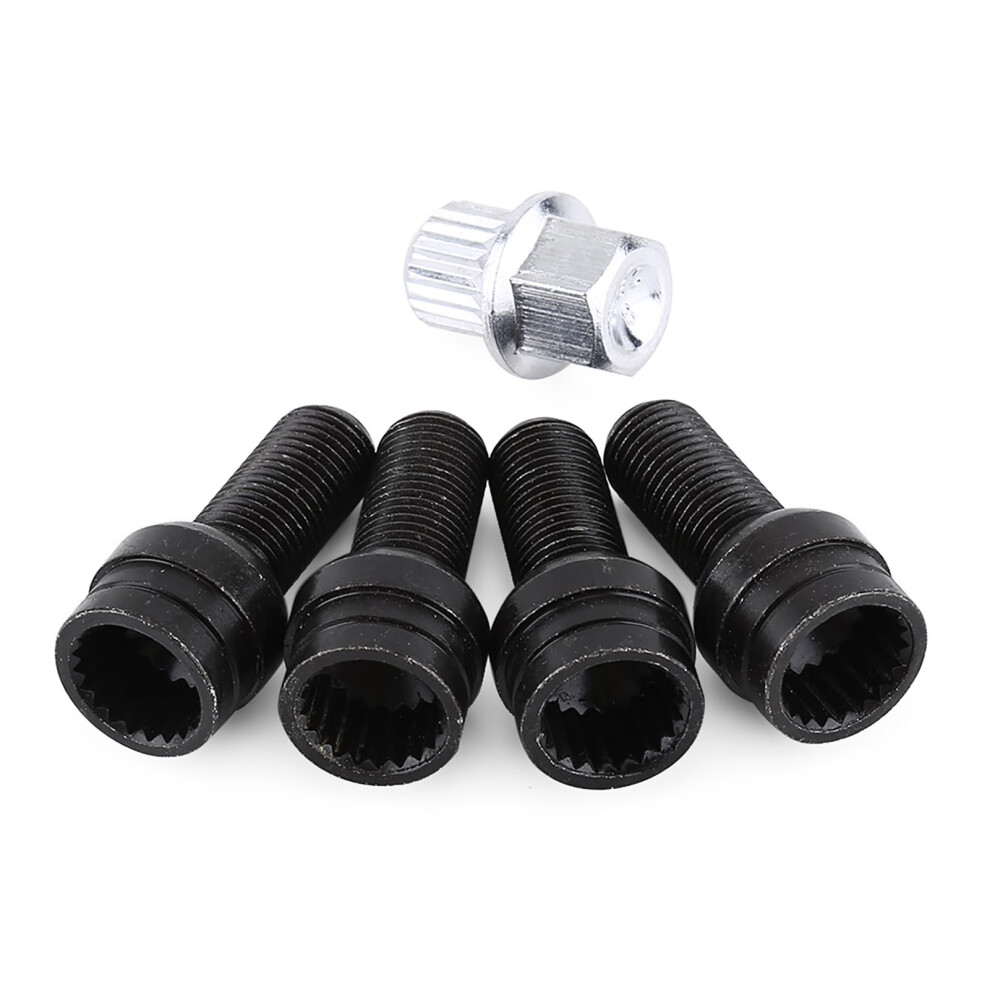 Locking Wheel Nut Set  4Pcs M14*1.5MM Steel Wheel Bolt Lock Lug Nut Set with Key Replacement Accessories Black-image-OPC-PHRF752-NEW