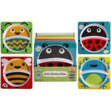 Regent Kids Divided Plates 4 cute designs Lady Bug Bumble Bee Happy Bug and a Happy Frog Colorful and Fun