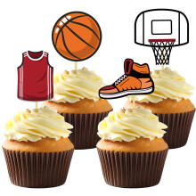 Moitkptt 24Pcs Basketball Cupcake Toppers for Party Decorations Basketball Player Toppers Baby Shower Party Decorations (MIX A) BAK001