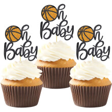 Moitkptt 24pcs Baschet Oh pentru copii Cupcake Toppers pentru baschet pentru bebelu?i Du? decora?iuni de ziua de na?tere Baschet pentru copii pen