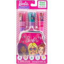 Townley Girl Barbie Coin Purse and Plant-Based Lip Gloss Set Cute Pouch Wallet Small Money Bag Toy Ages 3 and Up