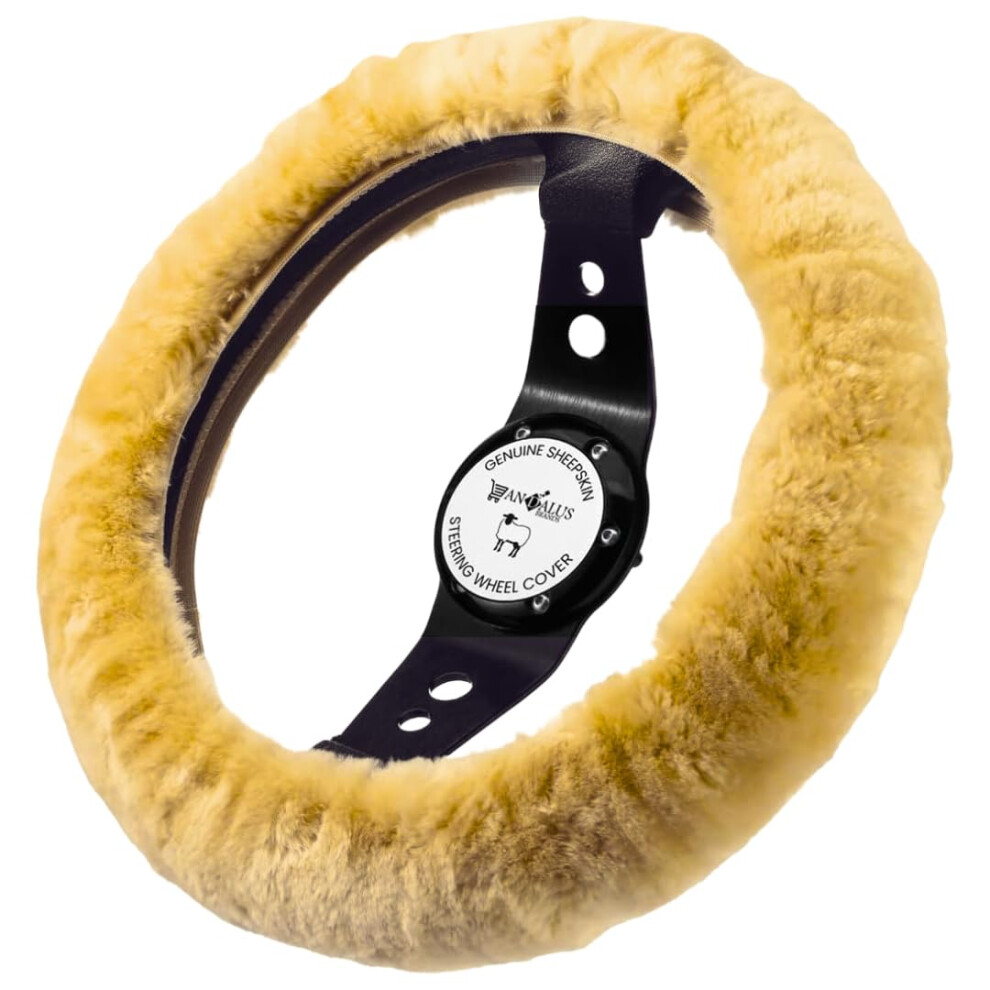 Andalus Australian Sheepskin Wool Steering Wheel Cover For Women & Men - Universal 15 Inch Steering Wheels & Accessories - Eco-Friendly Wheel Cov 721456912005