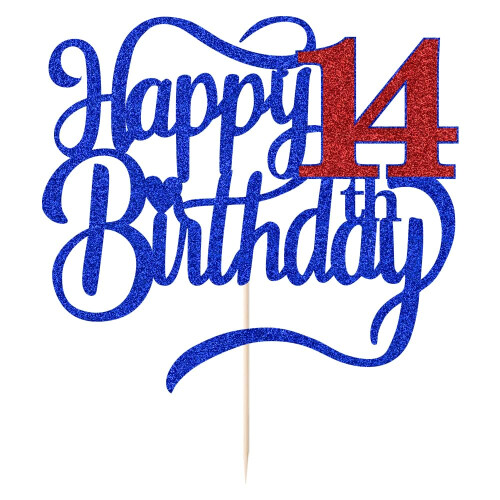 Glitter Happy 14th Birthday Cake Topperi 2