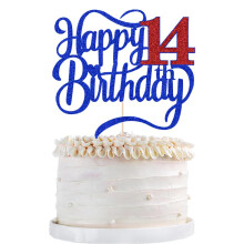 Glitter Happy 14th Birthday Cake Topper-Hello 14 Cheers la 14 ani 14 aniversare 14 decora?iuni fabuloase pentru tort Baie?i ?i irls pentru ziua d