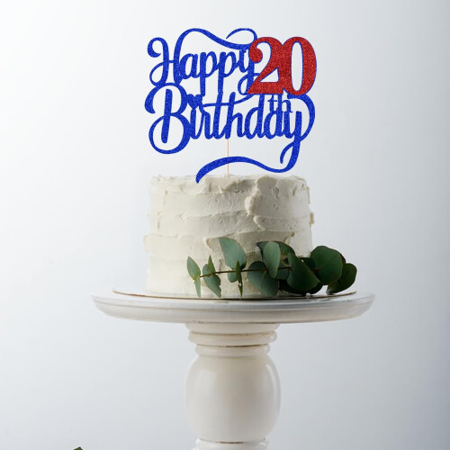 Glitter Happy 20th Birthday Cake Topperi 1