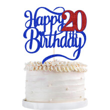 Glitter Happy 20th Birthday Cake Topper-Hello 20 urale pna la 20 de ani 20 Anniversary 20 Fabulous Cake Decor Baie?i ?i Irls 20th Birthday Party