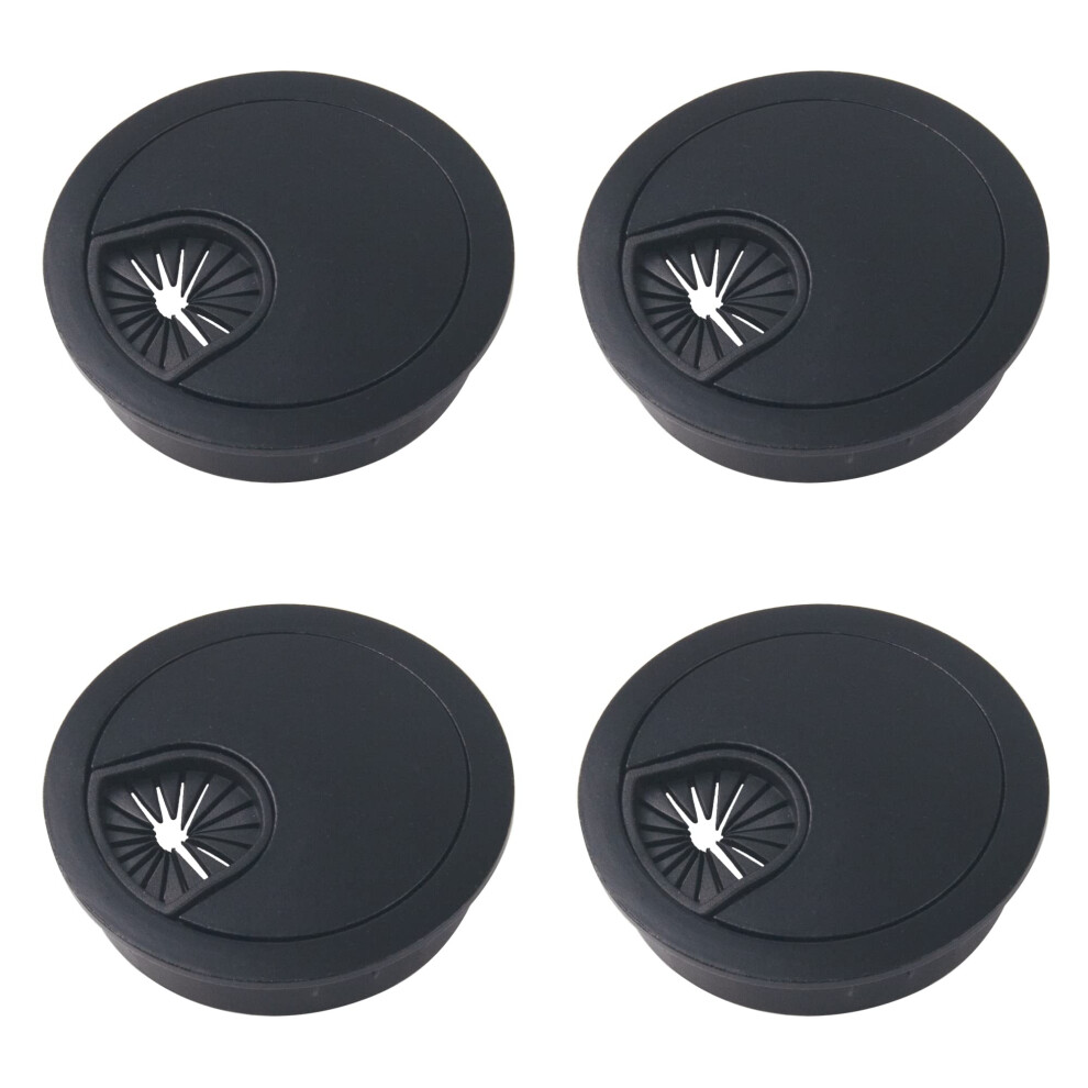 Rrina 4Pcs 2in Zinc Alloy Cable Hole Cover Desk Grommet for Wire Organizer (Black)-image-OPC-PHRF7FV-NEW