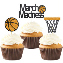 Moitkptt 24Pcs Basketball Cupcake Toppers for Party Decorations March Madness & Birthday Themes (MIX B) BAK001