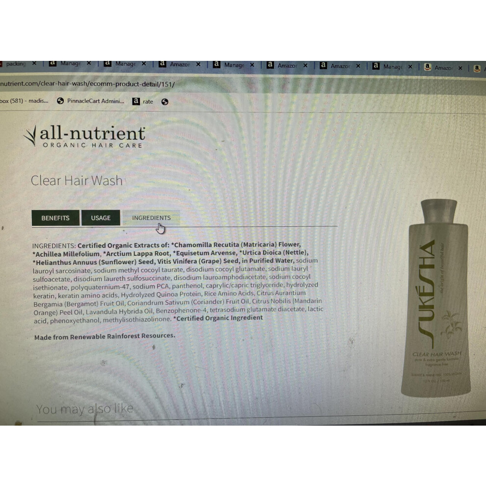 Sukesha Clear Hair Wash 12 Oz