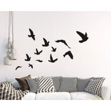 Flying Birds Wall Decal Set de 12 Decaluri de perete de vinil pentru birou pentru casa decor pentru casa Arta de pasari Autocolant de perete pent
