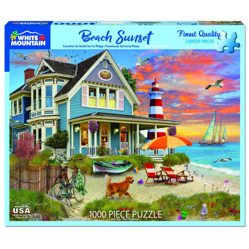 White Mountain Puzzles Beach Sunset 1000 Piece Jigsaw Puzzle 1