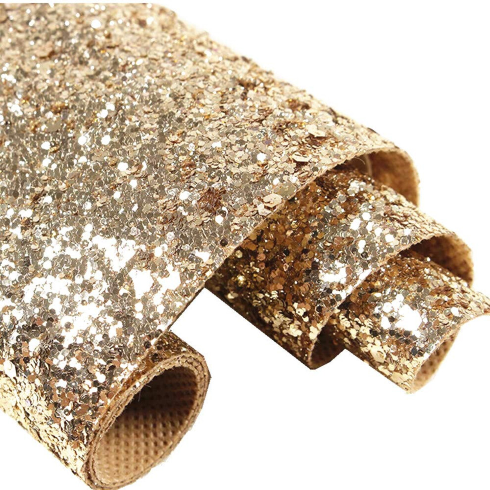 Dhhouse Self Adhesive Champagne Gold Chunky Glitter Wallpaper Sparkle Glitter Wallpaper For Wall (17.4In X 16.4Ft Champagne Gold) 729257852889