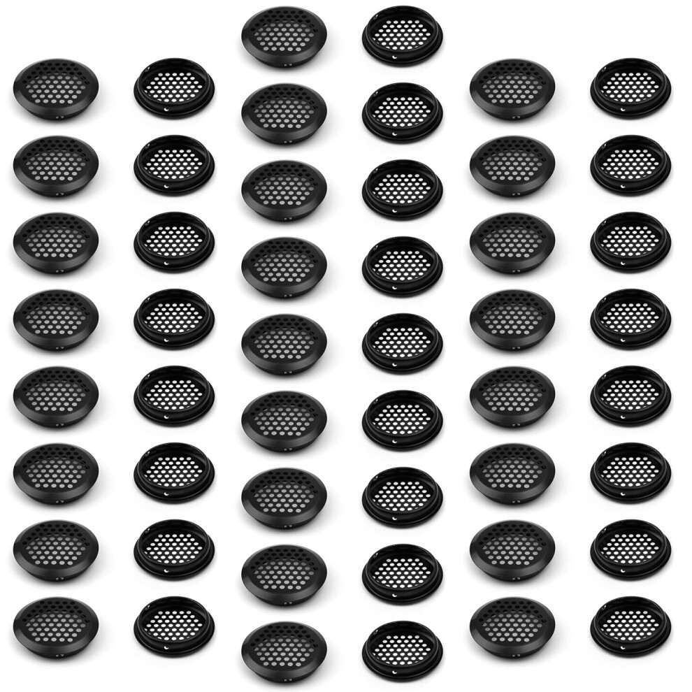 50Pcs Air Vents 53Mm Circular Soffit Vent Stainless Steel Round Vent Mesh Hole Louver For Kitchen Bathroom Cabinet Wardrobe (Black) 730096631221