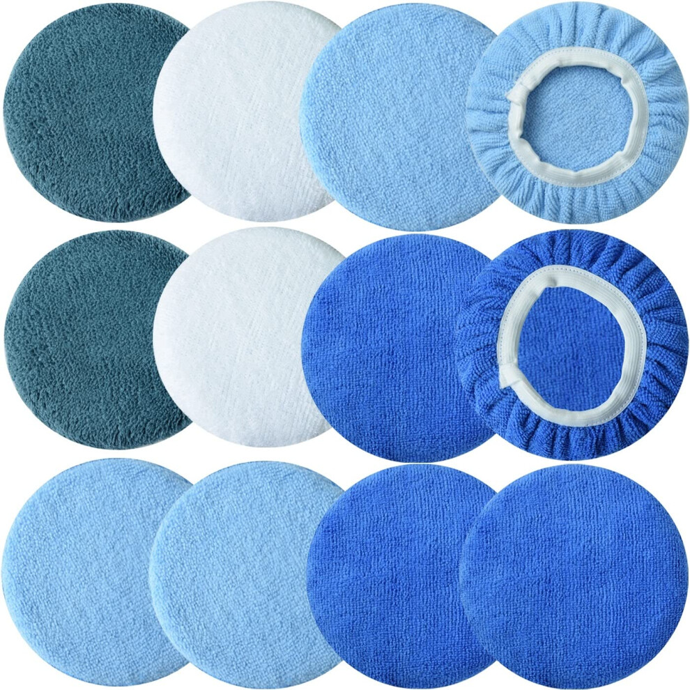 Buffing Bonnets Kit - 12Pcs Polishing Bonnets For 9-10 Inch Orbital Buffer Polisher 730851397591