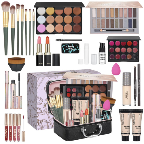 Lazora All In One Makeup Kit per donne kit completo Multipurpurpurple Box Bundle Essential Starter (Box2)