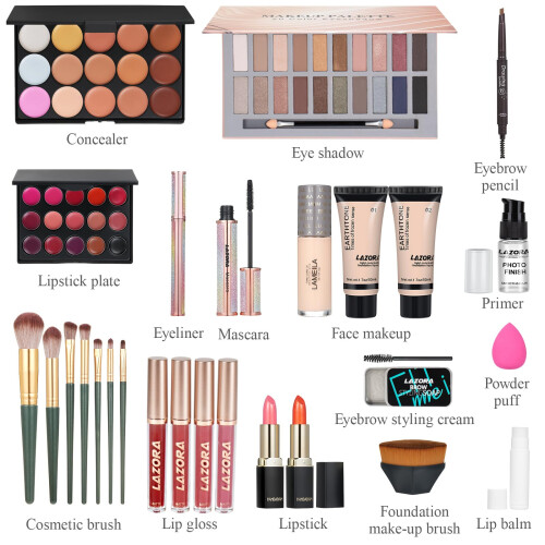 Lazora All In One Makeup Kit per donne kit completo Multipurpurpurple Box Bundle Essential Starter (Box2) 1