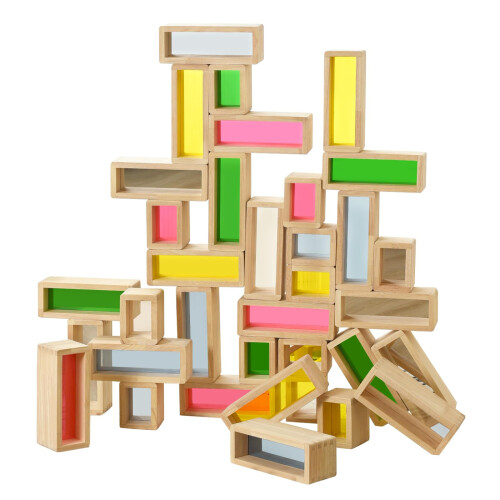 Xylolin Large Wooden Building Blocks Set for Toddlers 36 PCS Rainbow ...
