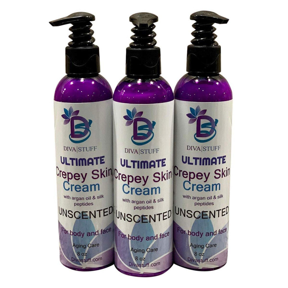 Diva Stuff Cream Three Pack Ultimate Crepey Skin With Hyaluronic Acid Argan Oil Silk Peptides And More For Dry Crepey. Damaged And Aging Skin 8Oz Unsc
