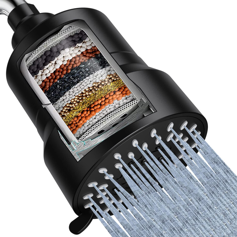 Filtered Shower Head 3 Modes High Pressure Shower Head With 15 Stage Hard Water Filter Cartridge For Remove Chlorine And Harmful Substances 734172812214