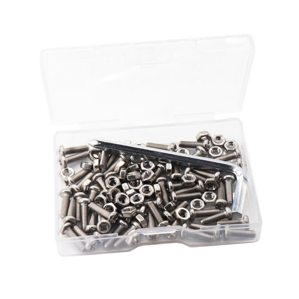 Cseao 50-Pack M4 10Mm Pan Phillips Tornillo Machine Screws And Hex Nuts Set 304 Stainless Steel Plain Finish 735209183161