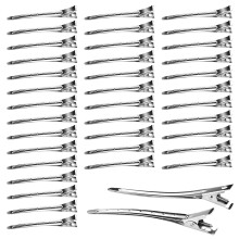 Neworkg 50 st 3,5 tum Andnäbb Hårklämmor, Silver Alligator Curl Klipp med Hål