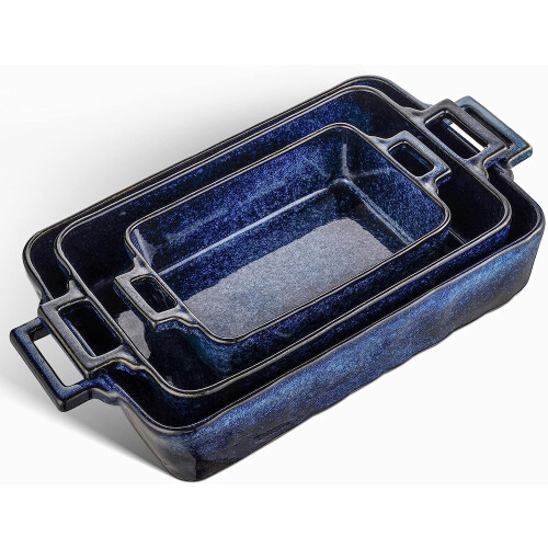 VICRAYS Ceramic Bakeware Set Porcelain Rectangular Lasagna Pans Casserole Dish Set for Baking Cooking Kitchen Cake Dinner Banquet and Daily Use