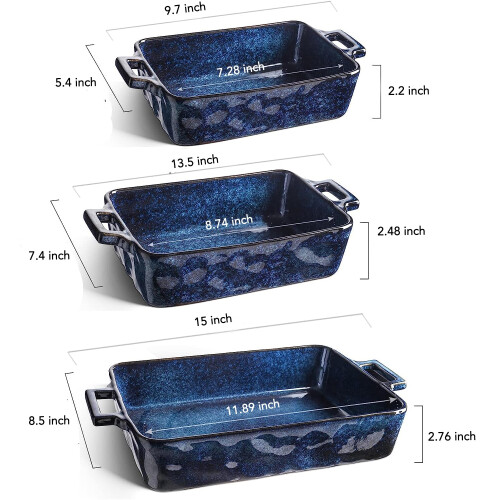 VICRAYS Ceramic Bakeware Set Porcelain Rectangular Lasagna Pans Casserole Dish Set for Baking Cooking Kitchen Cake Dinner Banquet and Daily Use 1