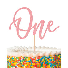 Primul tort de na?tere Myamped Topper - Glitter Pink One Sign 1st Birthday Cake Decorating Supplije potrivite pentru Favori pentru Du? pentru Cop
