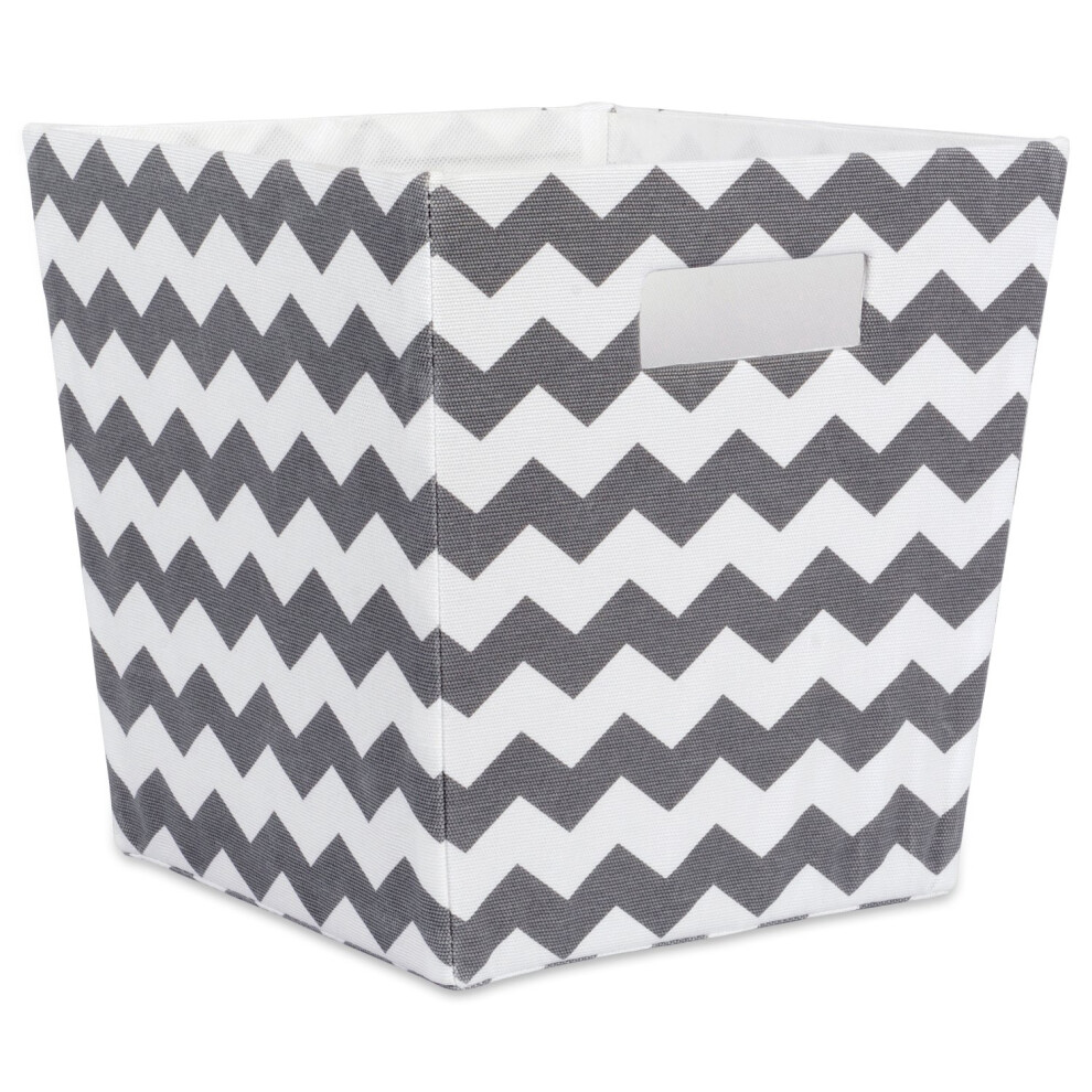 DII Hardsided Polyester Trapezoid Storage Bin Chevron Gray Medium